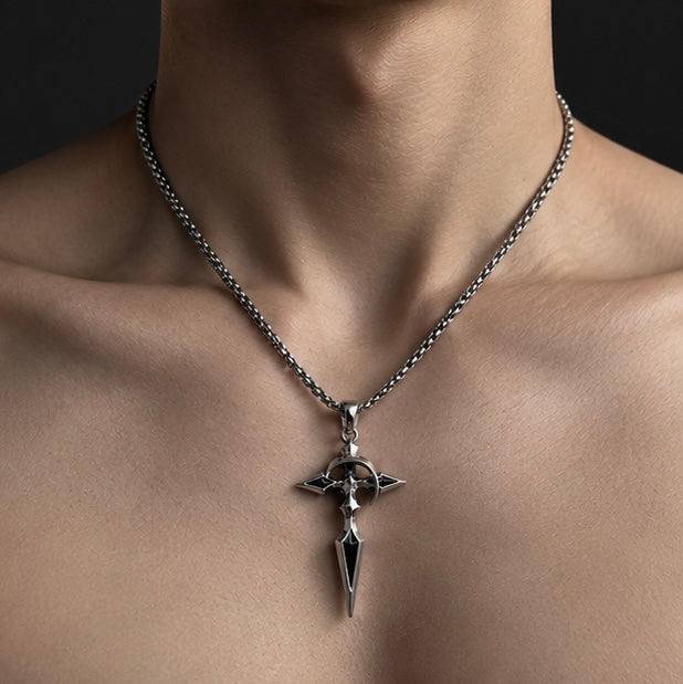 NOIR CROSS PENDANT NECKLACE