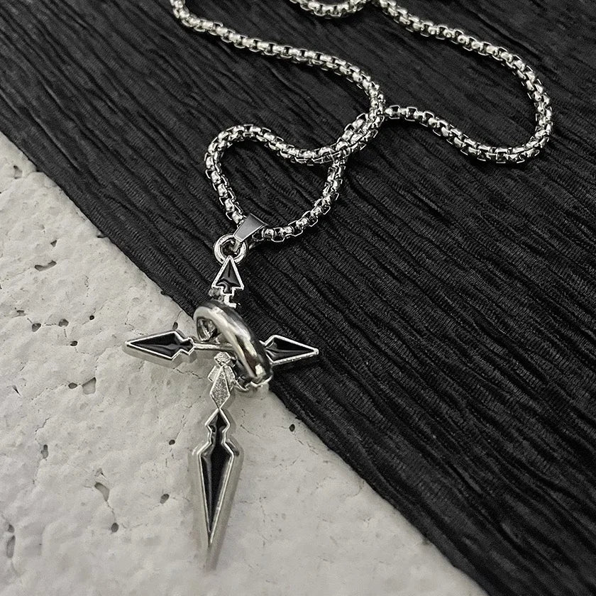 NOIR CROSS PENDANT NECKLACE