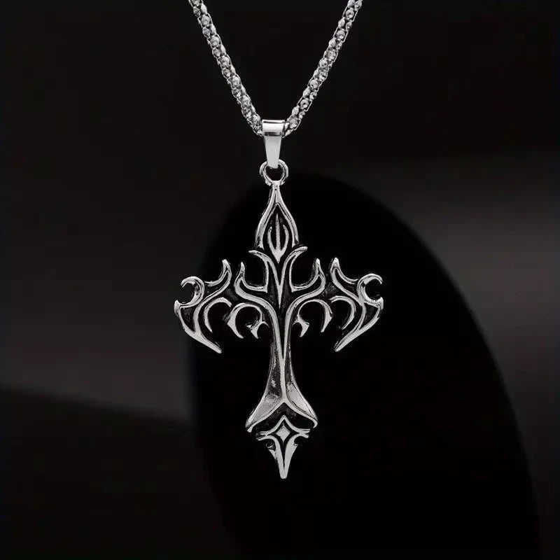 NOIR FLAME CROSS NECKLACE